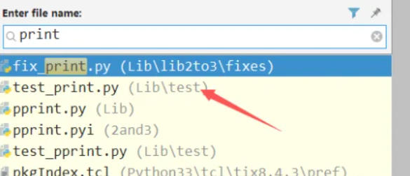 搜索结果列表中高亮显示被选中的目标文件项