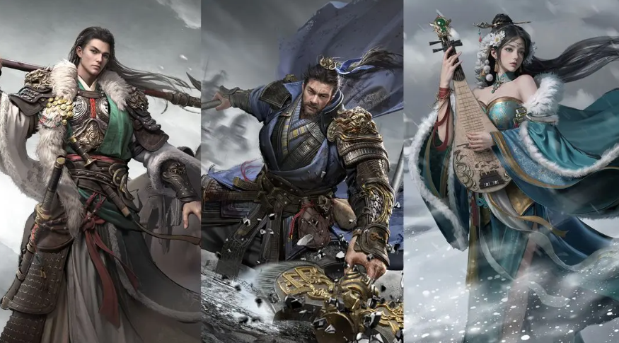 战法技能树特写图：张辽技能面板高亮显示‘横刀耀武’图标，周围环绕动态箭头指向蔡文姬的‘鼎力相助’技能，底部浮现计算公式‘最终伤害=基础×（1+追击增伤32%）×（1+暴击率加成）’