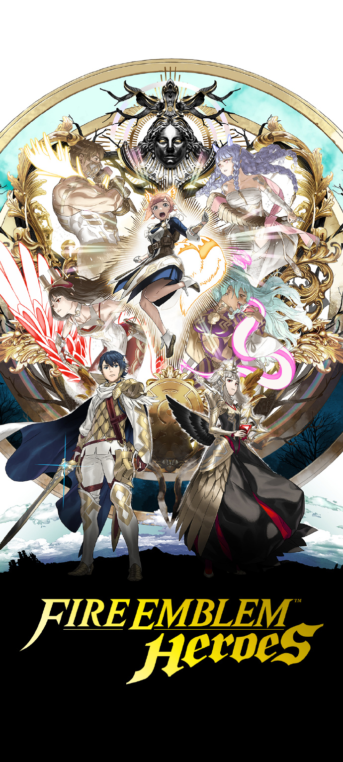 《火焰纹章：英雄》角色培养界面，左侧为多名不同稀有度英雄头像，右侧统一显示‘英雄羽毛×50’升星材料图标，背景中浮动着通用材料商店入口与活动副本通关奖励提示