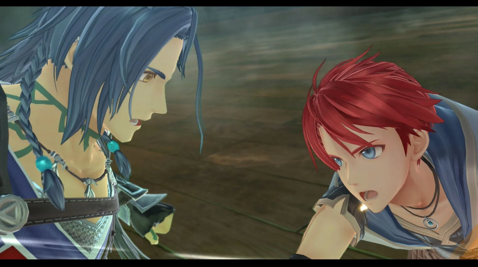 角色对比概念图：左侧亚特鲁持剑立于烈日灼烧的沙漠遗迹，右侧卡努特披冰晶斗篷伫立极光笼罩的雪峰之巅，两人目光隔空交汇于画面中央的破碎罗盘