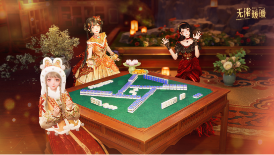 火锅坊玩法界面：暖暖系围裙站在蒸汽氤氲的灶台前，桌面摆放三组不同风格锅具，背景屏风绘有水墨火锅图，右上角显示‘今日好评率98%’浮动提示