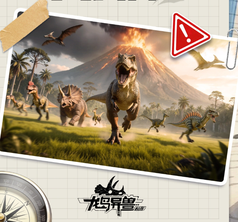 圆圆特写立绘：圆润可爱的腕龙形象，佩戴藤蔓编织的小花环，正用前肢温柔托起一枚泛着柔光的鹅卵石，眼神澄澈带笑，背景为暖色调的树屋与萤火微光