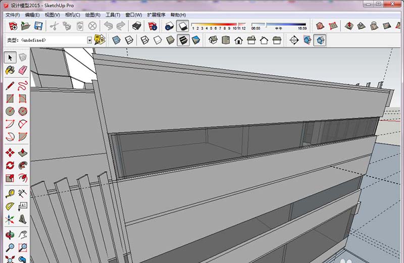SketchUp软件主界面截图，顶部菜单栏清晰可见，当前处于新建空白模型状态，界面简洁无遮挡