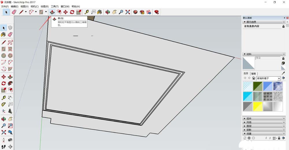 已成功挤出200mm高度的吊顶立体模型，呈现出标准长方体形态，表面平整无扭曲