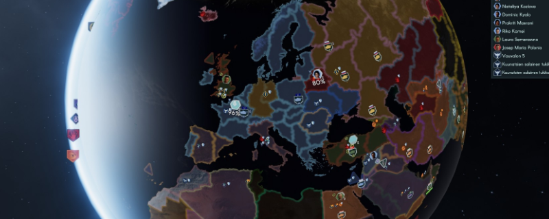 《地球不屈》游戏界面特写：深空背景下多艘银灰色战舰整齐排列于月球轨道，舰体泛着金属冷光，HUD显示‘建造完成’绿色标识