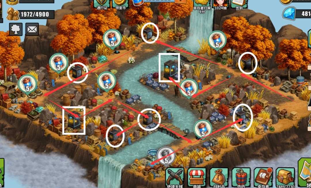 物资结算界面截图：成功开启双大箱后获得稀有枪械蓝图×2、高级配件套装×1、能量核心×5，右下角提示‘钥匙余额：1’