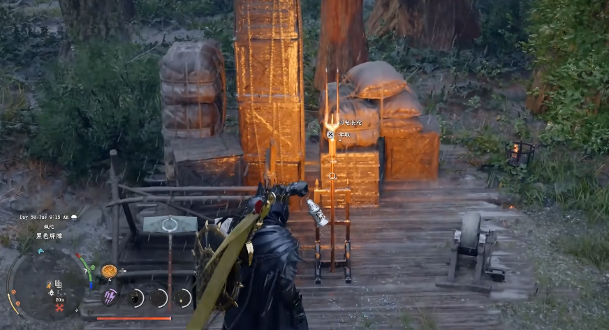 武器面板特写：闪电长枪基础属性界面，显示‘感电伤害+42%’‘连锁目标上限×3’‘麻痹触发率+18%’三项核心词缀高亮标注