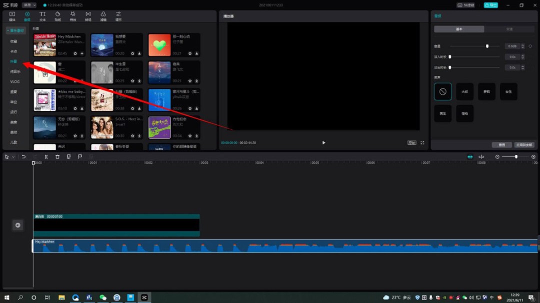 音频轨道特写画面，时间轴上清晰显示波形图，右侧工具栏‘自动踩点’按钮呈蓝色高亮状态