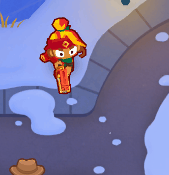 GIF动图：爆竹格温投掷小鞭炮的技能演示，鞭炮落地后迸发环形火焰波，三只彩色气球被连续点燃并减速