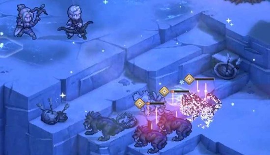 战斗演示动图截帧：芬恩释放‘加点猛料’瞬间，地图上数十枚蓝刺转为赤红爆裂图标，随后齐齐炸裂，冲击波席卷整片敌阵，多名敌人头顶飘起巨额伤害数字与‘易伤-30%’标识